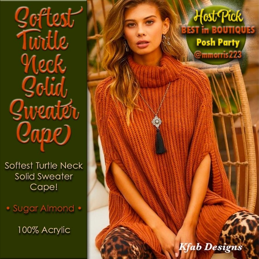 Softest Turtle Neck Solid Sweater Cape